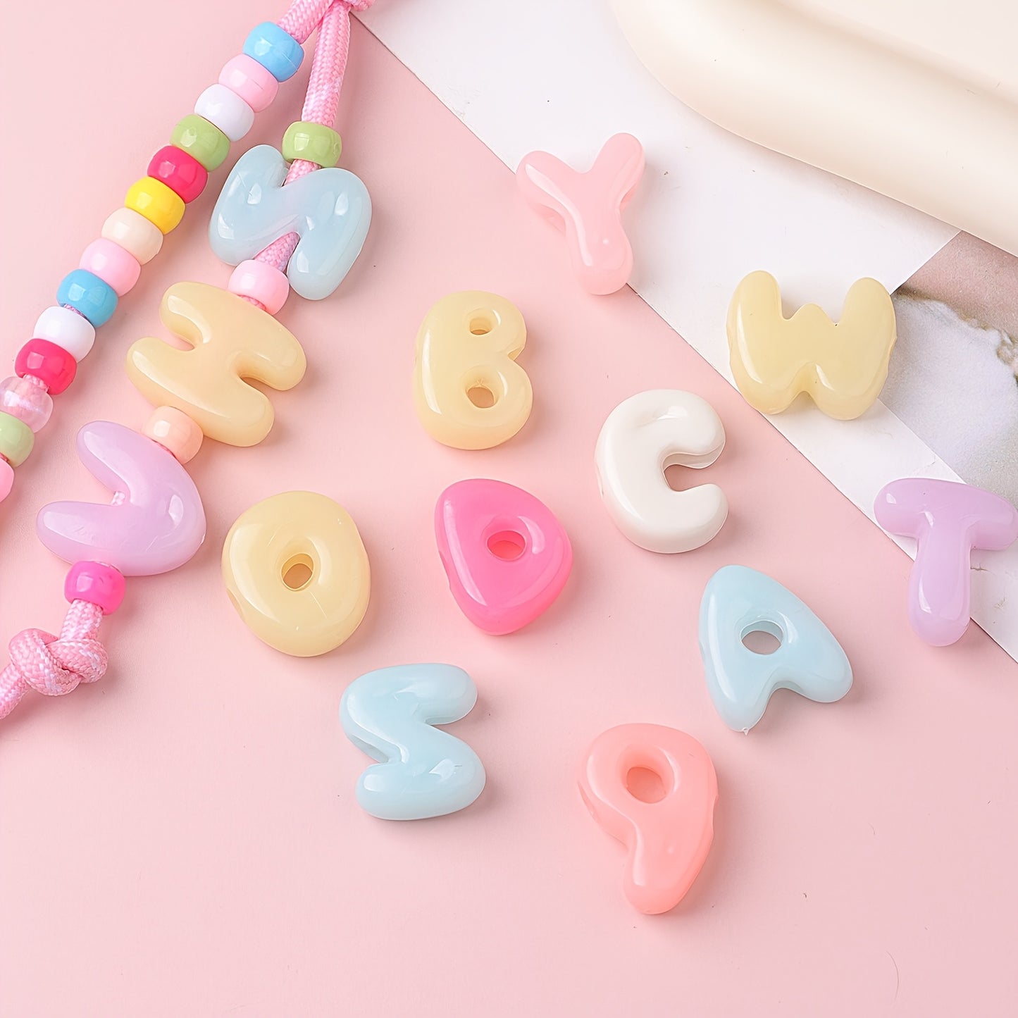 Cream Macaron Acrylic Letter Beads