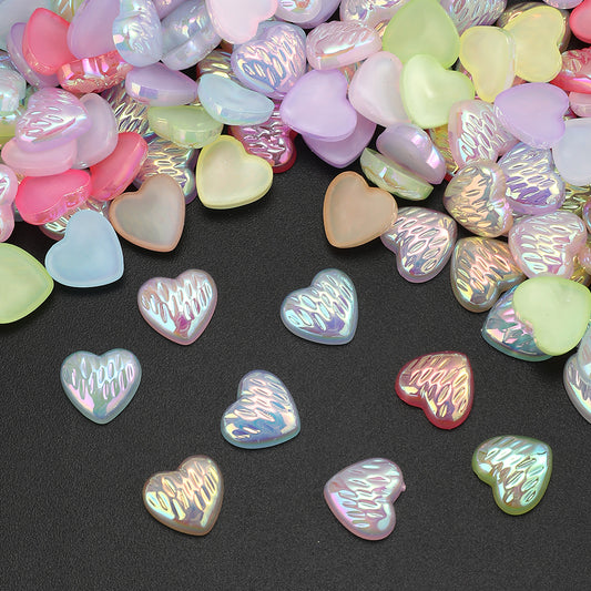 30pcs 3D Mini Heart Acrylic Flatback Beads