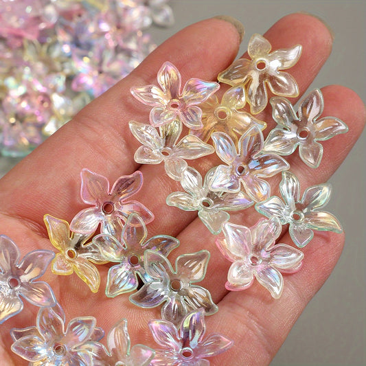 100pcs 22mm Transparent AB Acrylic Flower Beads
