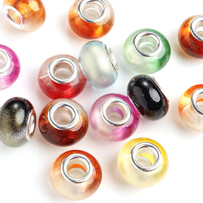 30pcs 9x14mm Colorful Gradient Glitter Acrylic Spacer Beads