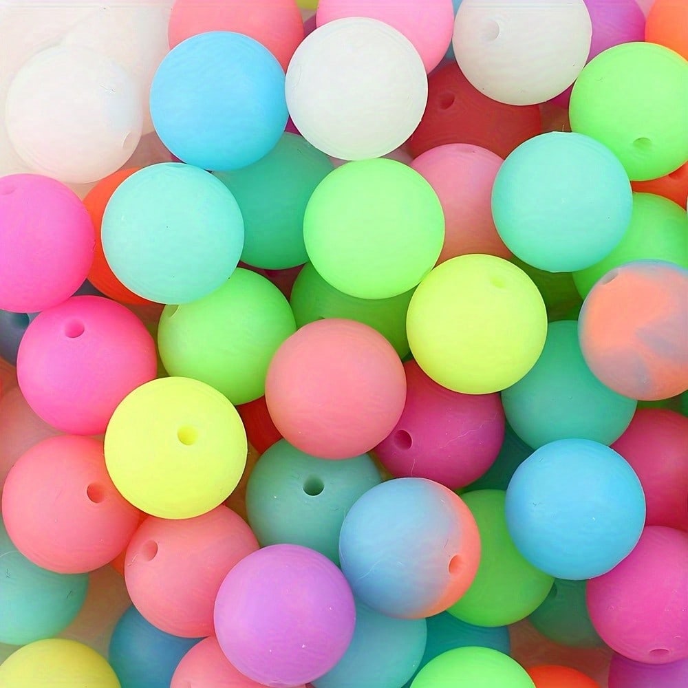 10pcs 15mm Luminous Silicone Round Beads