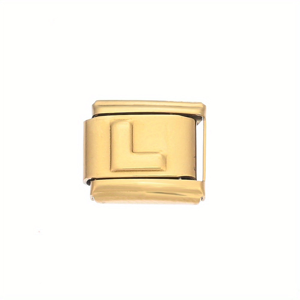 1pc 9x10mm Golden Stainless Steel Letter Bead