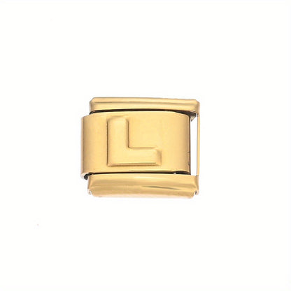 1pc 9x10mm Golden Stainless Steel Letter Bead
