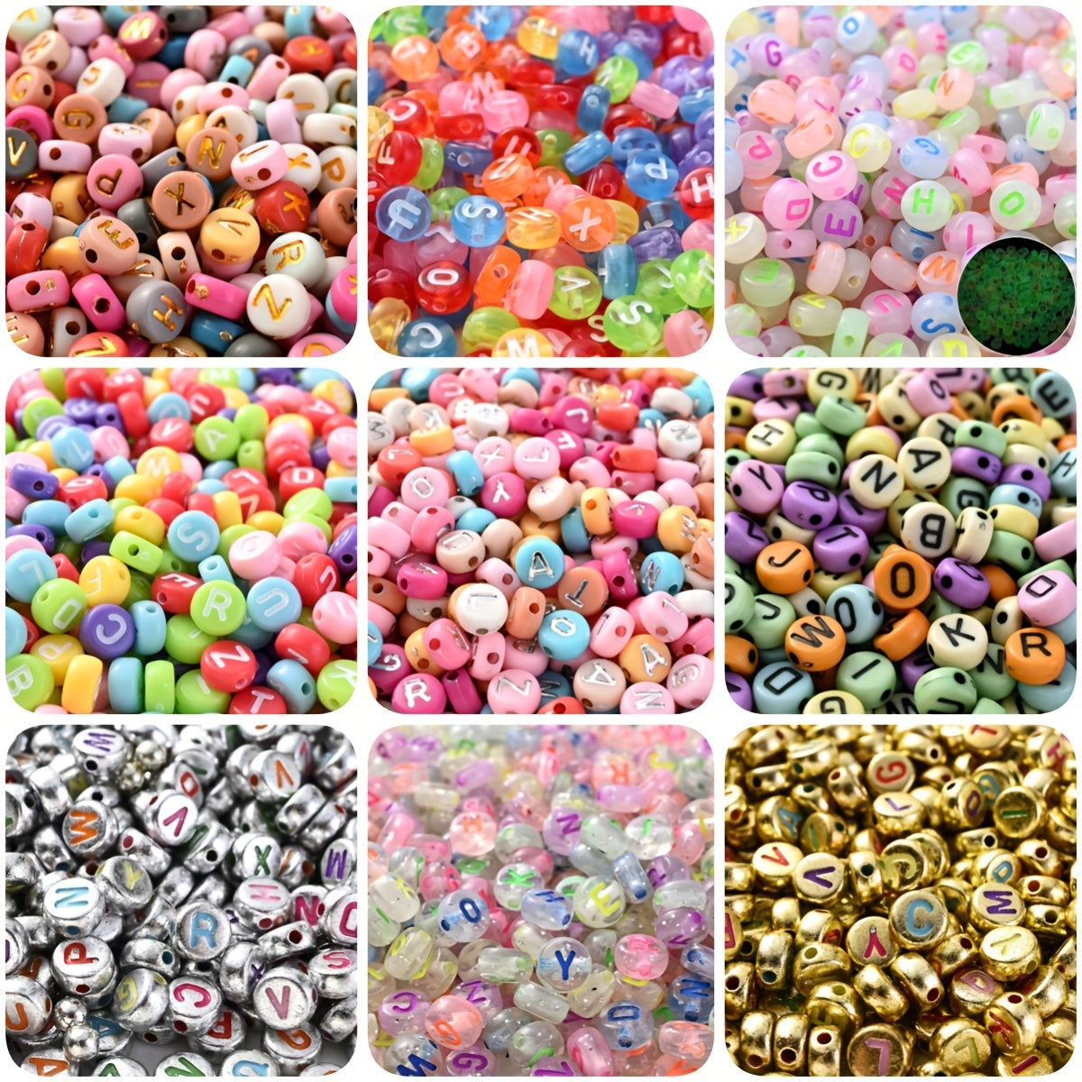100pcs Colorful Round Alphabet Acrylic Letter Beads