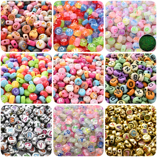 100pcs Colorful Round Alphabet Acrylic Letter Beads