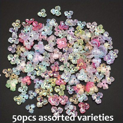 UV Pearlescent Flower Acrylic Beads