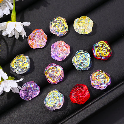 14x13mm Iridescent Rose Glass Beads