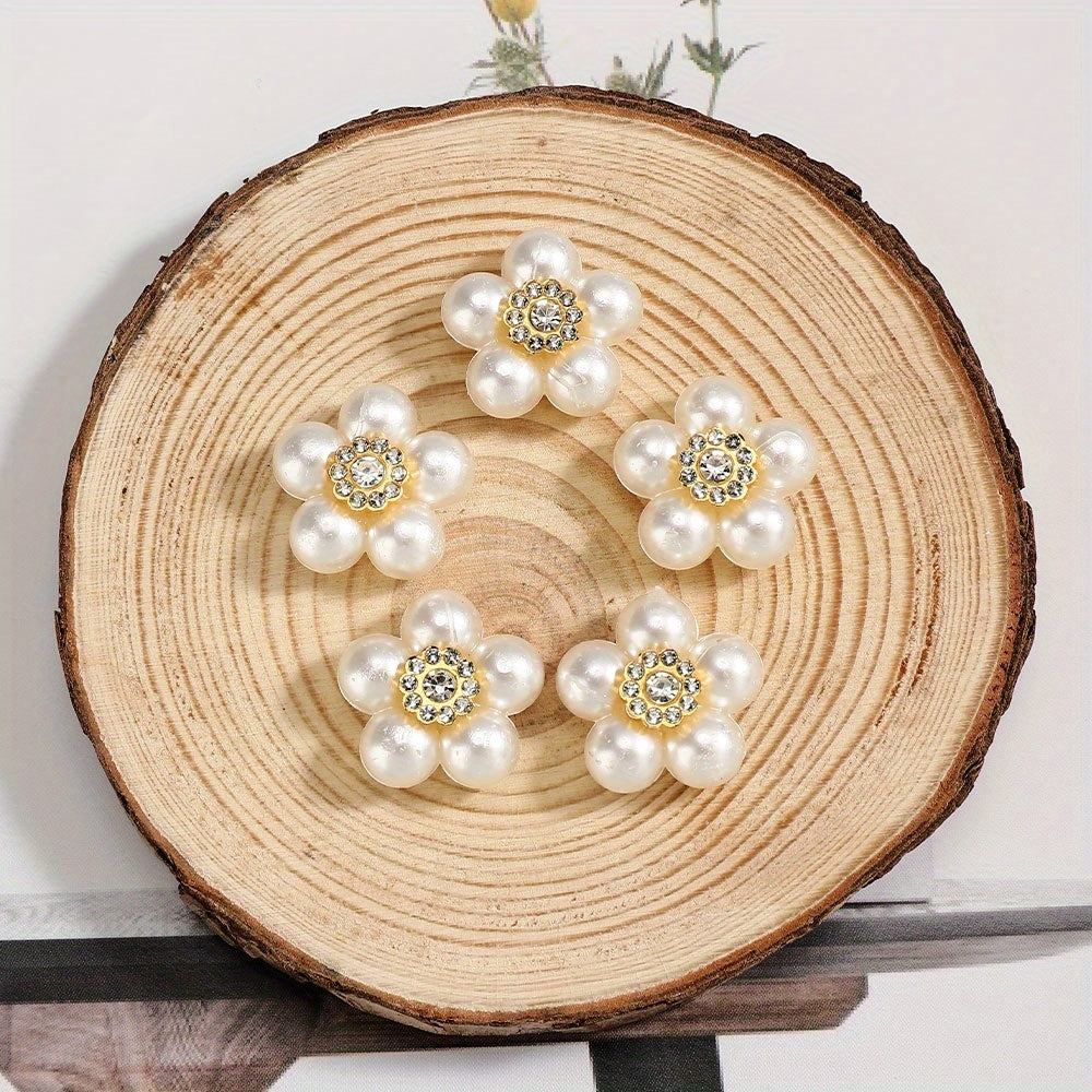 20pcs Acrylic Five Flower Rhinestone Decorative Beads