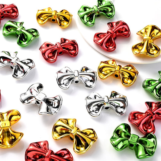 50pcs Christmas Bowknot Spacer Beads