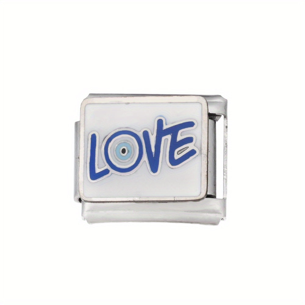 1pc 9x10mm Stainless Steel Evil Eye Module Charm Bead