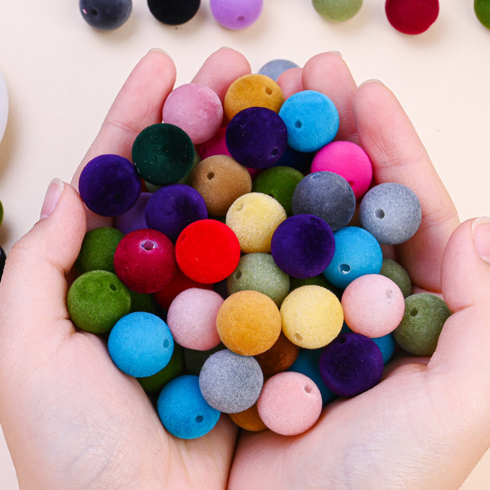 100pcs 16mm Flocking Acrylic Beads
