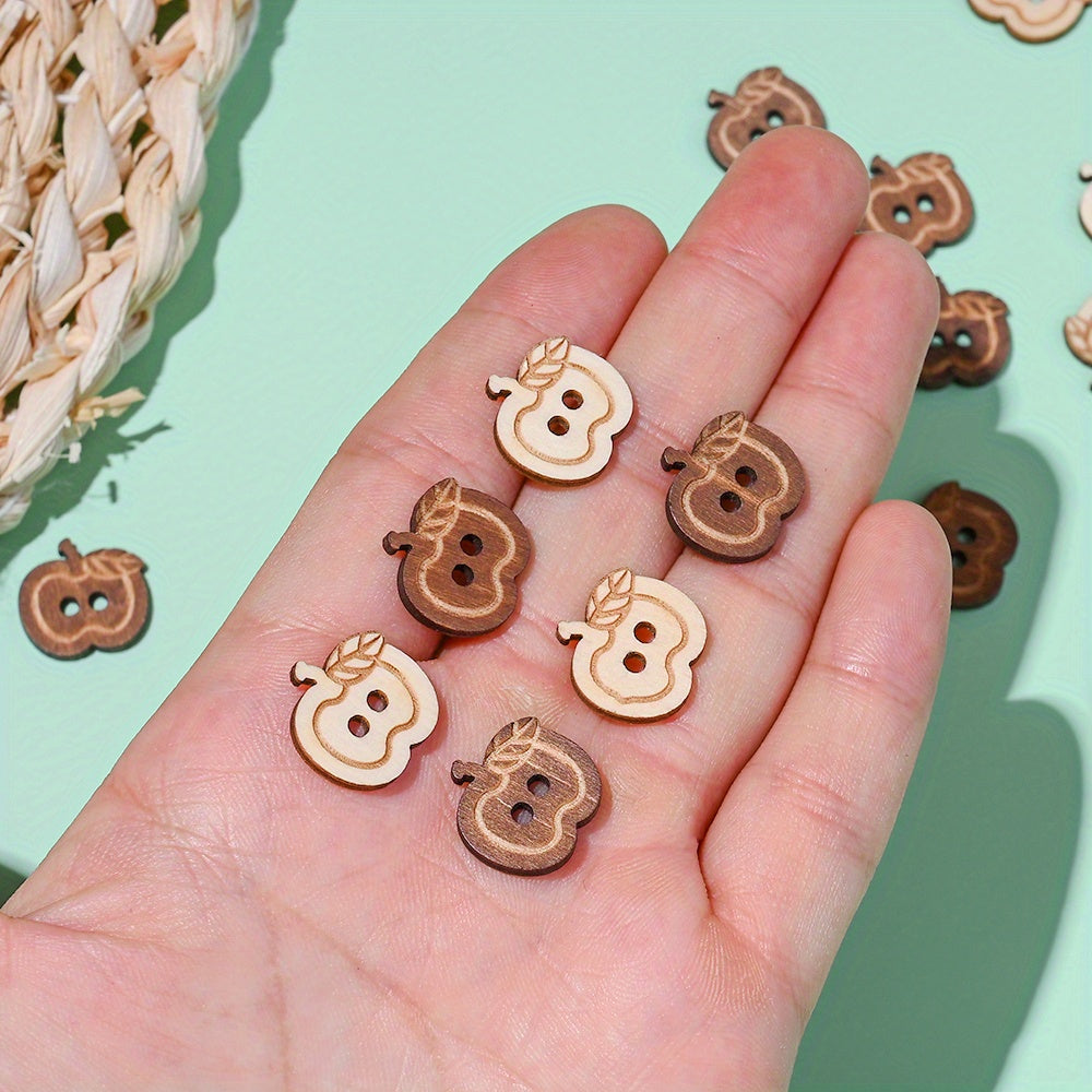 15x15mm Wooden Apple-Shaped Button Beads
