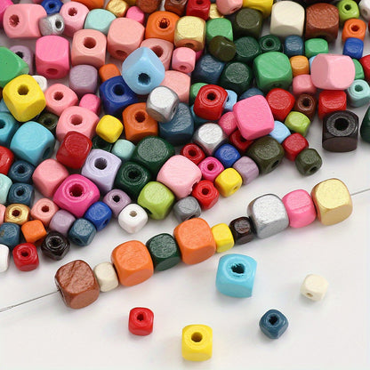 200pcs 6/8/10mm Square Wooden Beads