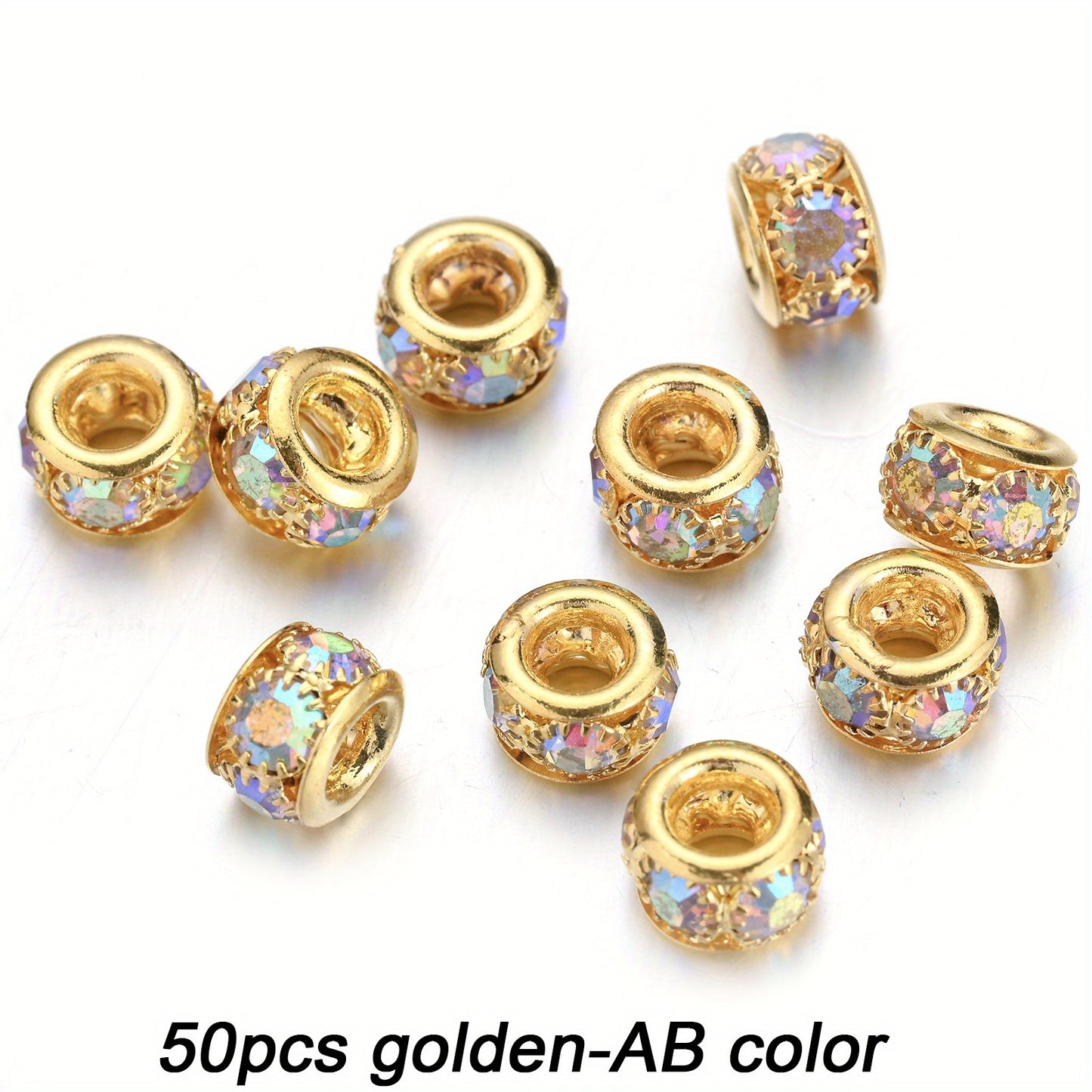 Transparent Glass AB Geometric Rhinestone Spacer Beads