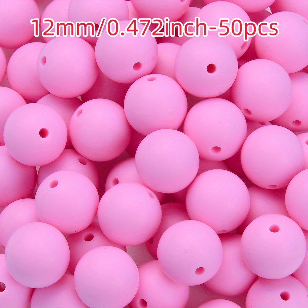 50pcs 12/15mm Rainbow Silicone Round Focal Beads