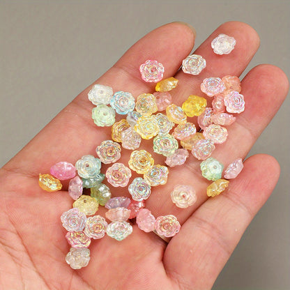8mm UV Glow Acrylic Rose Flower Beads