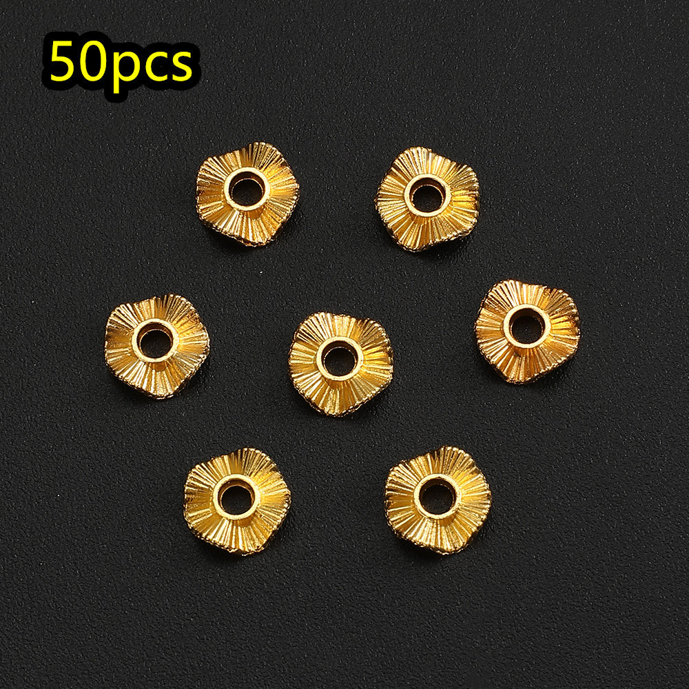 50pcs/set 8/10mm Wavy Golden & Silvery Spacer Beads