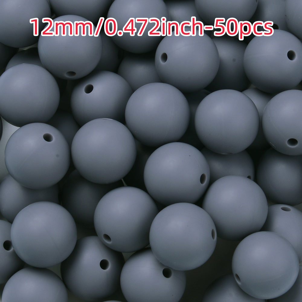 50pcs 12/15mm Rainbow Silicone Round Focal Beads