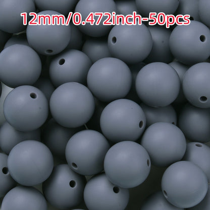 50pcs 12/15mm Rainbow Silicone Round Focal Beads