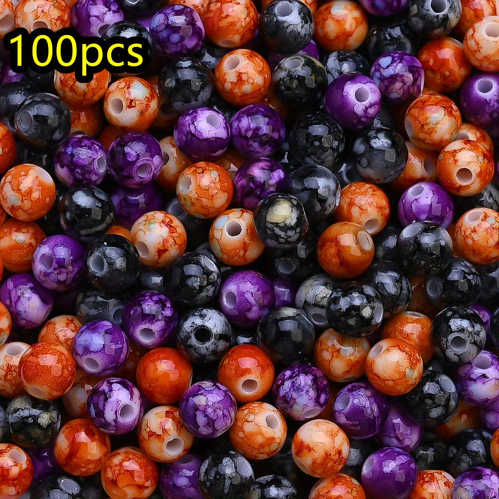 8mm Halloween Crackle Acrylic Round Beads