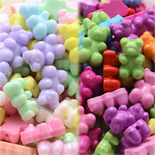 200pcs 11x18mm Macaron Mix Acrylic Bear Beads