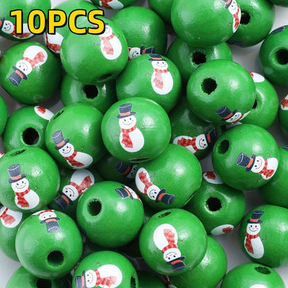 10pcs/set 16mm Christmas Wooden Beads