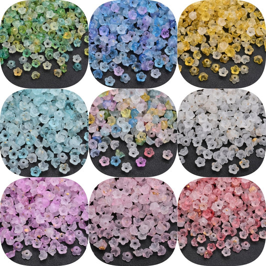 500pcs Acrylic Gradient Bell Orchid Beads