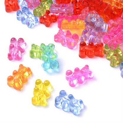 200pcs 11x16mm Transparent Mix Color Bear Acrylic Beads