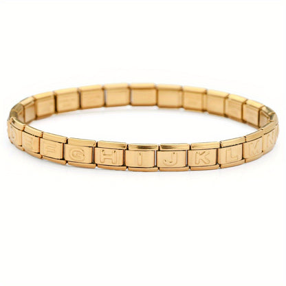 1pc 9x10mm Golden Stainless Steel Letter Bead