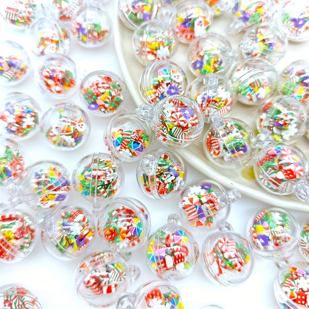 20mm Christmas Clear Round Ball Pendant Beads