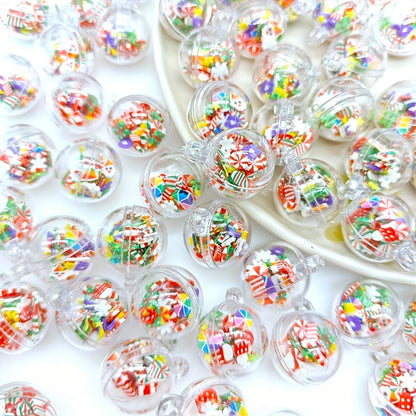 20mm Christmas Clear Round Ball Pendant Beads