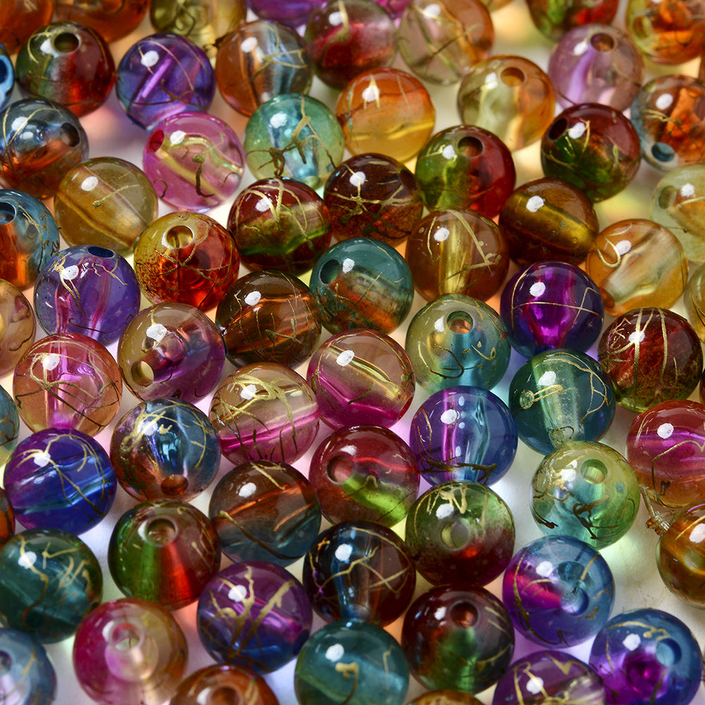 8mm Gradient Acrylic Golden Line Beads