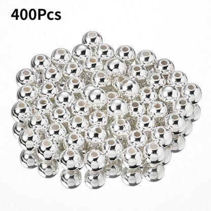 400pcs 6mm Golden Silvery Round CCB Spacer Beads