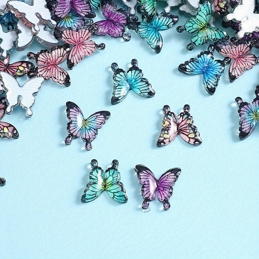 30/50pcs 10x11mm Resin Mini Butterfly Flatback Beads
