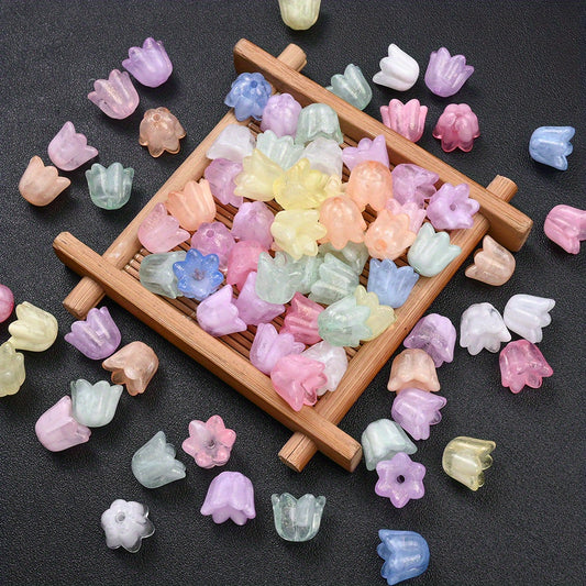 30pcs Colorful Abutilon Flower Acrylic Beads