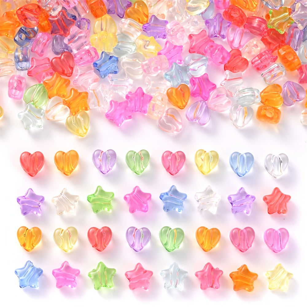 Clear Acrylic Heart and Star Spacer Beads
