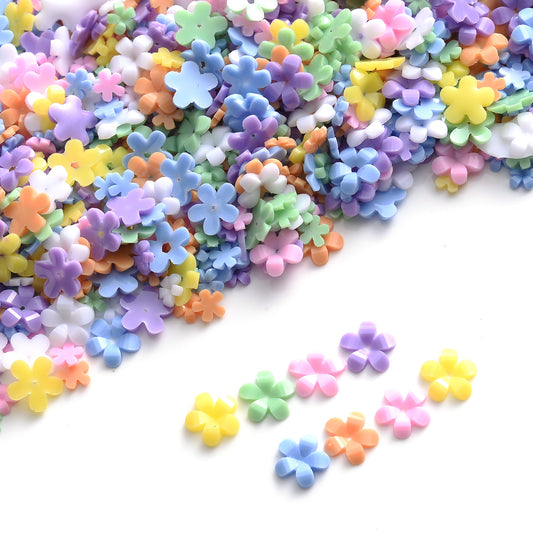 300/500pcs 3D White Flower Acrylic Nail Art Beads