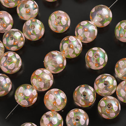 16mm Matte Resin Strawberry Print Beads