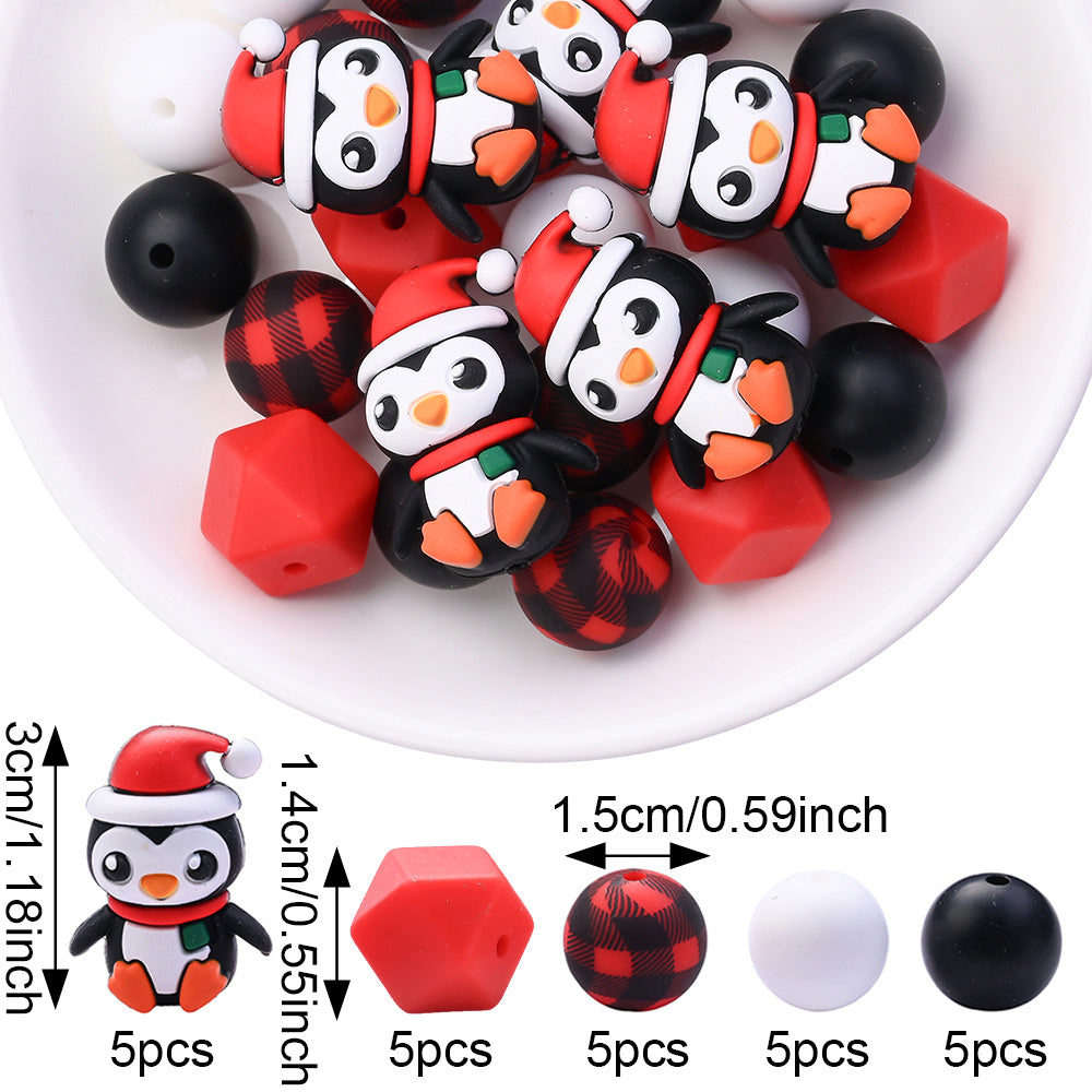 Christmas Silicone Focal Bead Set, 25pcs