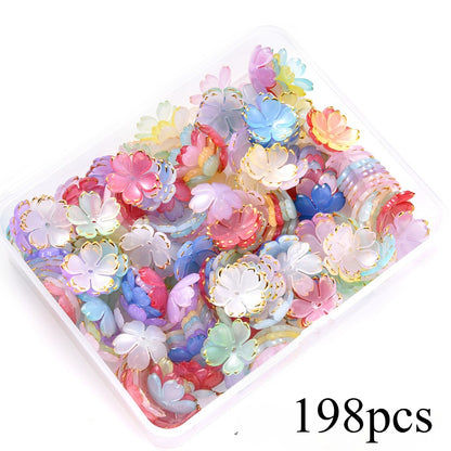 Golden Edged Five Petal Flower Acrylic Beads