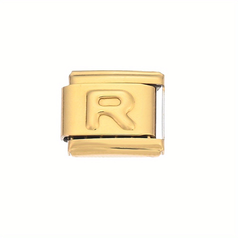 1pc 9x10mm Golden Stainless Steel Letter Bead