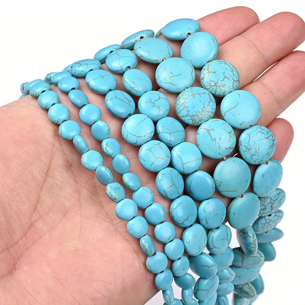 Blue Stone Flat Round Beads