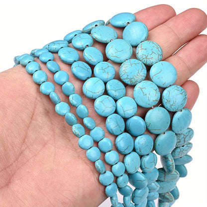 Blue Stone Flat Round Beads