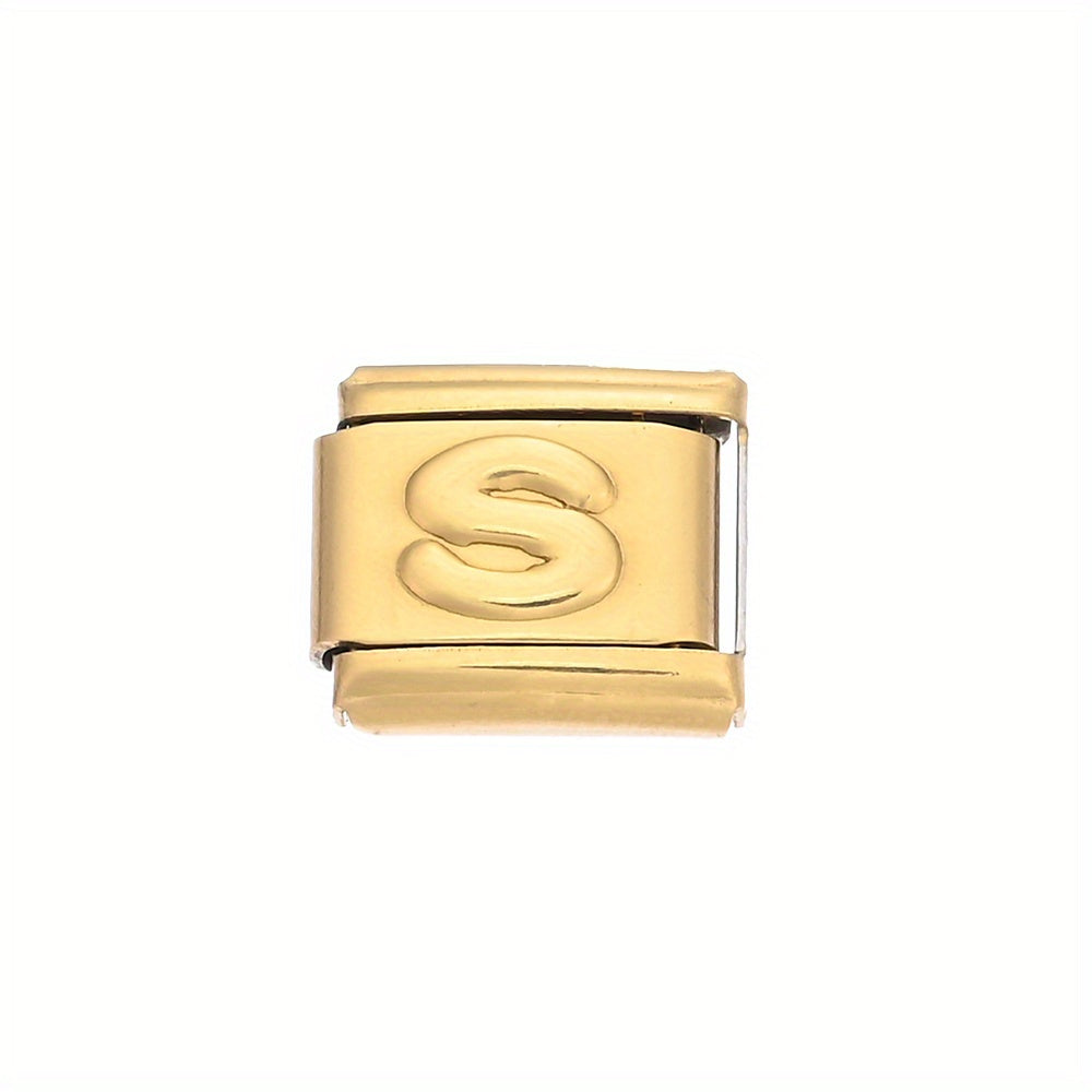1pc 9x10mm Golden Stainless Steel Letter Bead