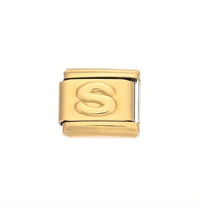 1pc 9x10mm Golden Stainless Steel Letter Bead