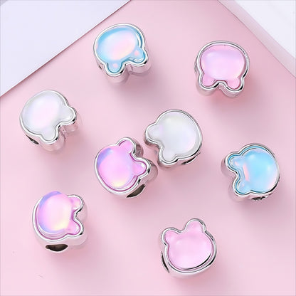 10x10mm Rhinestone Little Bear CCB Beads
