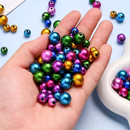 50/100/200pcs 8/10/12mm Colorful Round Acrylic Glossy Beads