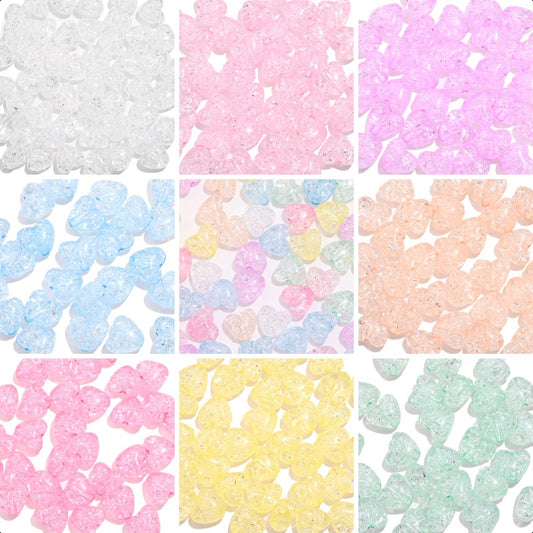 50pcs/set 9.5x11mm Crackle Heart Acrylic Beads