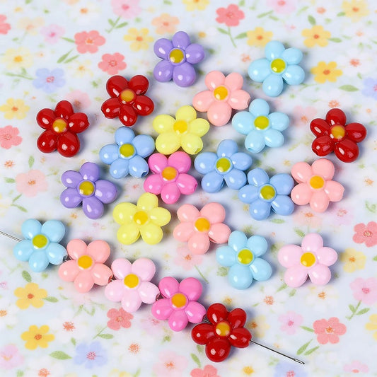 20pcs 21mm Egg-Shaped Flower Acrylic Beads