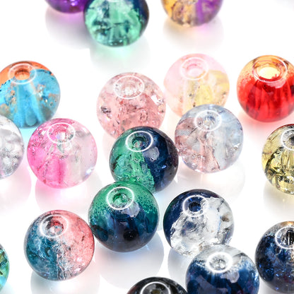 Gradient Crackle Glass Spacer Beads